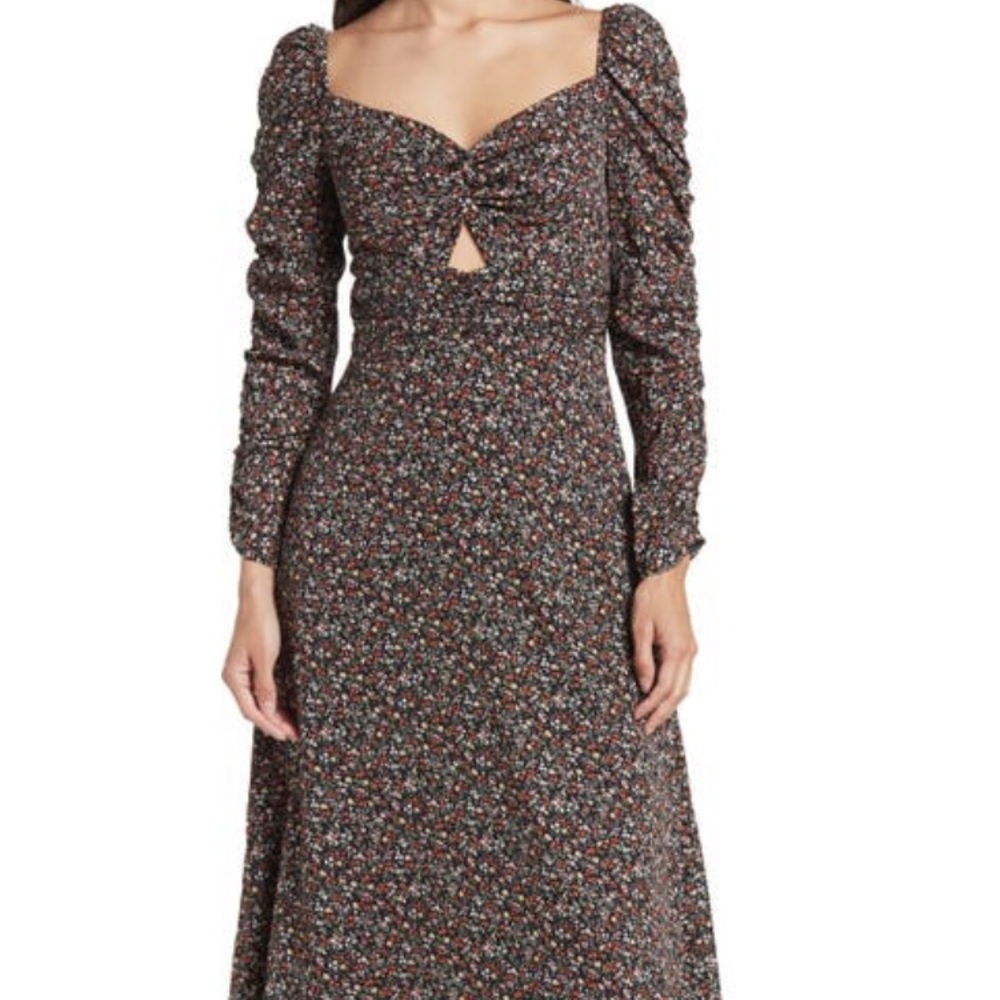 NWT ASTR the Label Floral Patterned Twist Front Long Sleeve Dress